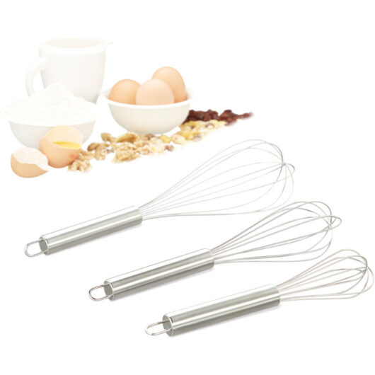 Relaxdays - 2x Whisk Set of 3, Large Stainless-Steel Eggbeater, Dishwasher-Safe, Mini Whisk Broom, 8 Inch, 10 Inch, 12 Inch
