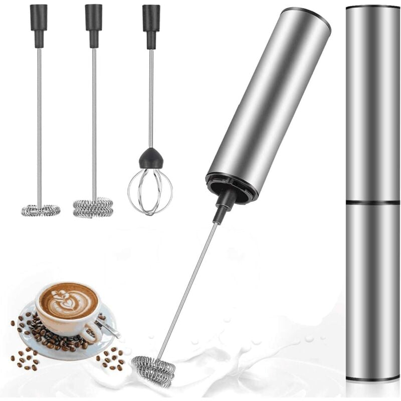 Electric Milk Frother, USB Rechargeable Milk Frother and Mini Mixer with Dual Whisk Head, Stainless Steel Blender for Coffee, Cream, Cappuccino,